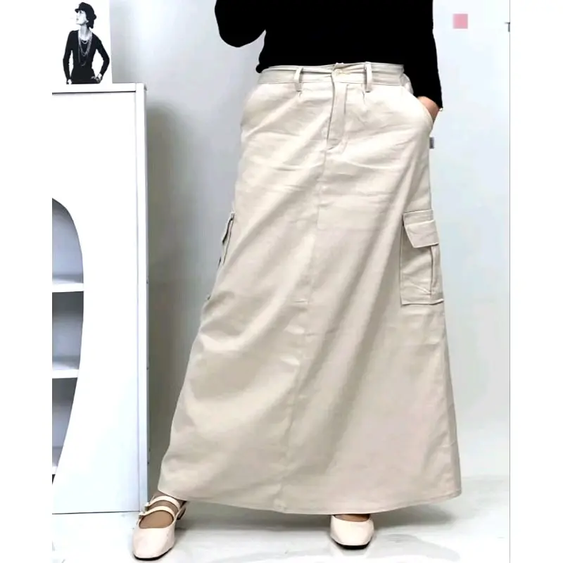 Rok Cargo Skirt Wanita Panjang A Line Jumbo Basic