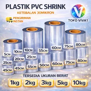 Plastik Segel PVC Shrink Roll Transparan Ketebalan 30 Mikron untuk Kemasan Botol Box Skincare Makanan Lebar 5-80cm Berat 1KG - 10KG - Plastic