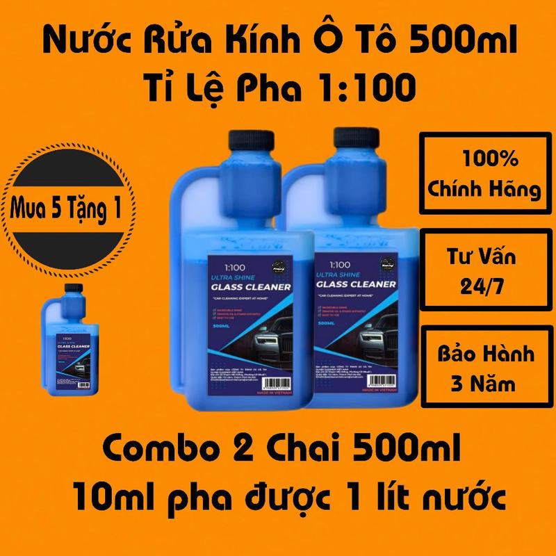   GIẢM GIÁ  COMBO 2 Chai Nước Rửa Kính Ô Tô Chuyên Dụng Glass Cleaner Chính Hãng 500ml,Siêu Sạch,Siêu Tiết Kiệm 
