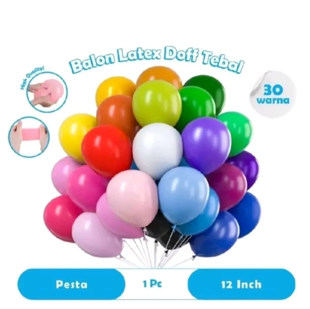 50 Pcs Balon Latex Doff 12 Inch Anti Pecah Tahan Lama
