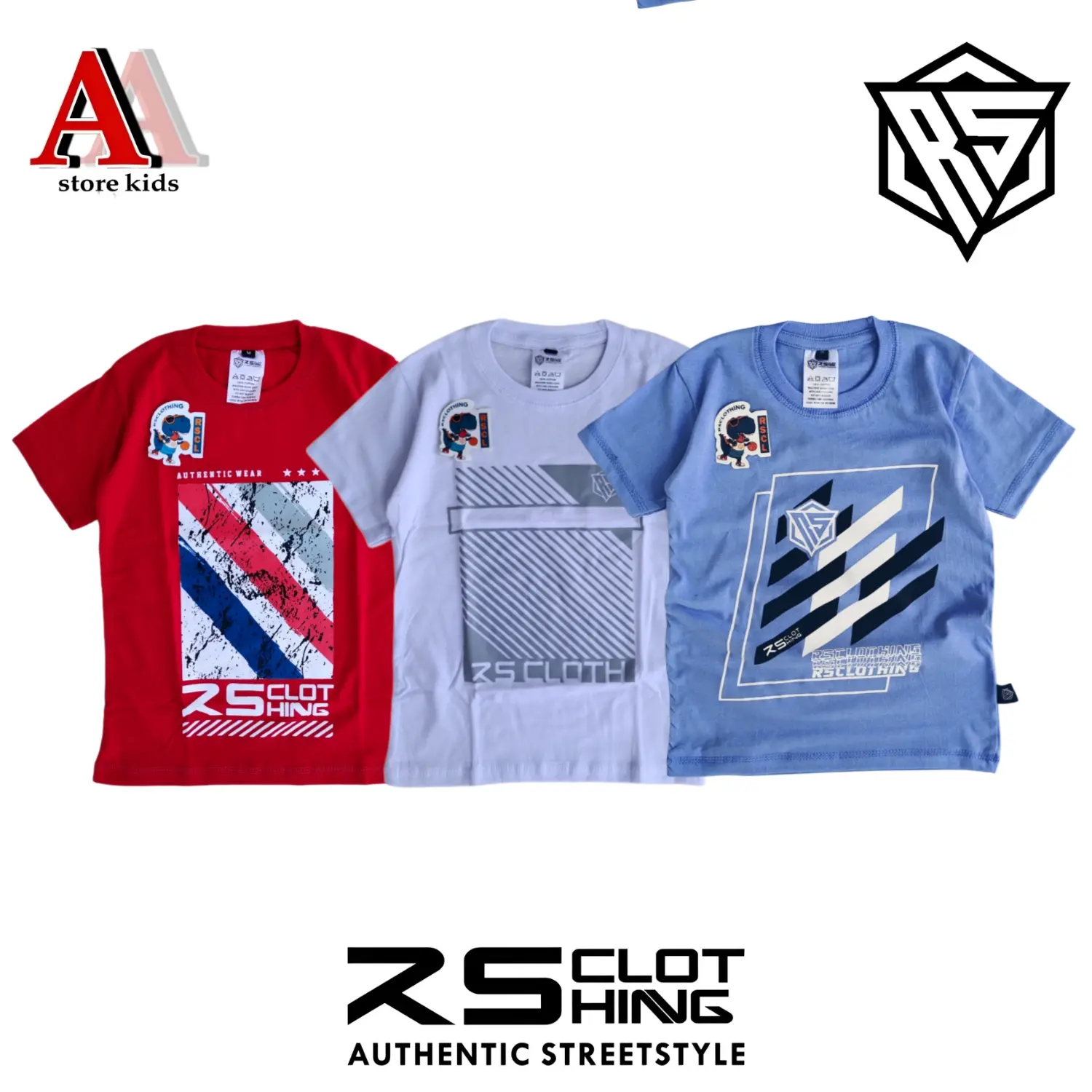 PAKET 3 PCS Baju Anak Laki Laki umur 4-14 Tahun Bahan Katun 30s Cotton kaos  distro