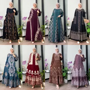 REMAR DRESS - Gamis Etnik Motif Batik Modern PB 138 Kain Twill Full Kancing Busui dan Wudhu Friendly ada Tali Samping Dress Wanita Muslim Nyaman Simple Panjang Standar Variasi Karet Tebal Kondangan