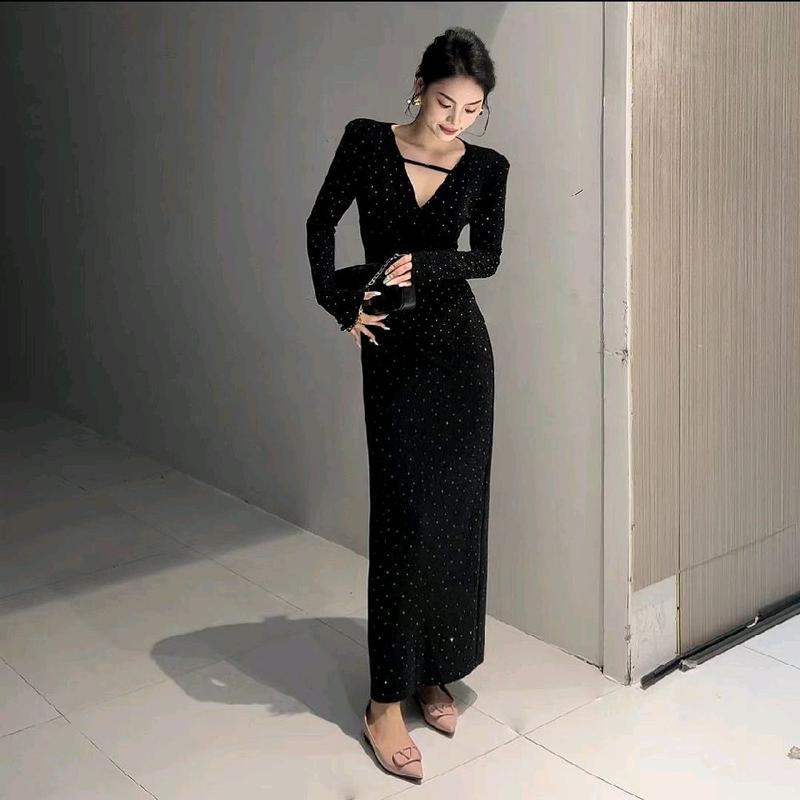 Dress Blink Blink motek Glittery panjang mewah long dress pesta full motek Formal Wanita 8