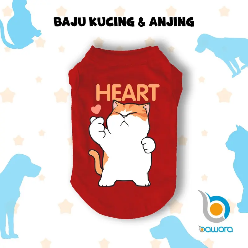 Baju Kucing Anjing Kelinci Monyet Lucu Murah Aksesoris Hewan Kecil Motif Gambar Kucing Saranghae - Wawoye Store 2