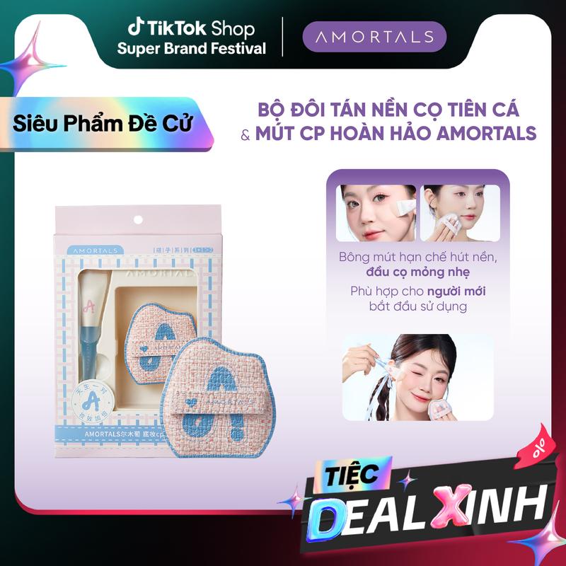 Bộ Cọ Mút Tán Nền Tiên Cá Amortals, Cọ Tán Kem Nền Mướt Mịn Tự Nhiên, Không Vệt Cọ, Mút Nền Công Nghệ Bọt Khí, Tạo Lớp Nền Mỏng Nhẹ, Phù Hợp Học Sinh, Người Mới Tập Makeup Siêu Mềm Mịn Tiết Kiệm Kem Nền, Thiết Kế Dễ Tán Cho Vùng Mũ và Mắt