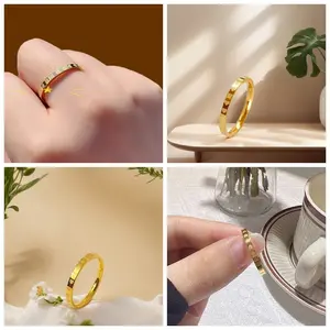 Unimese Cincin Titanium Hati 2.2MM Fashion Korea Simple Untuk Harian Anti Karat Emas Rings