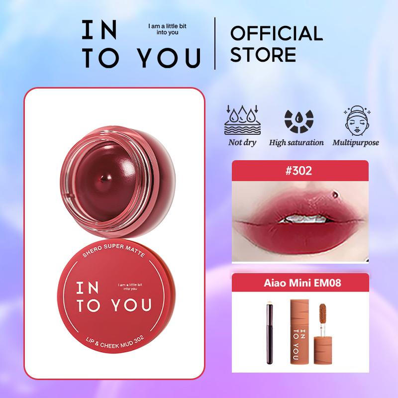 INTO YOU Nữ  Trang Điểm Son bùn dạng lon 5g + son bùn mini 1g