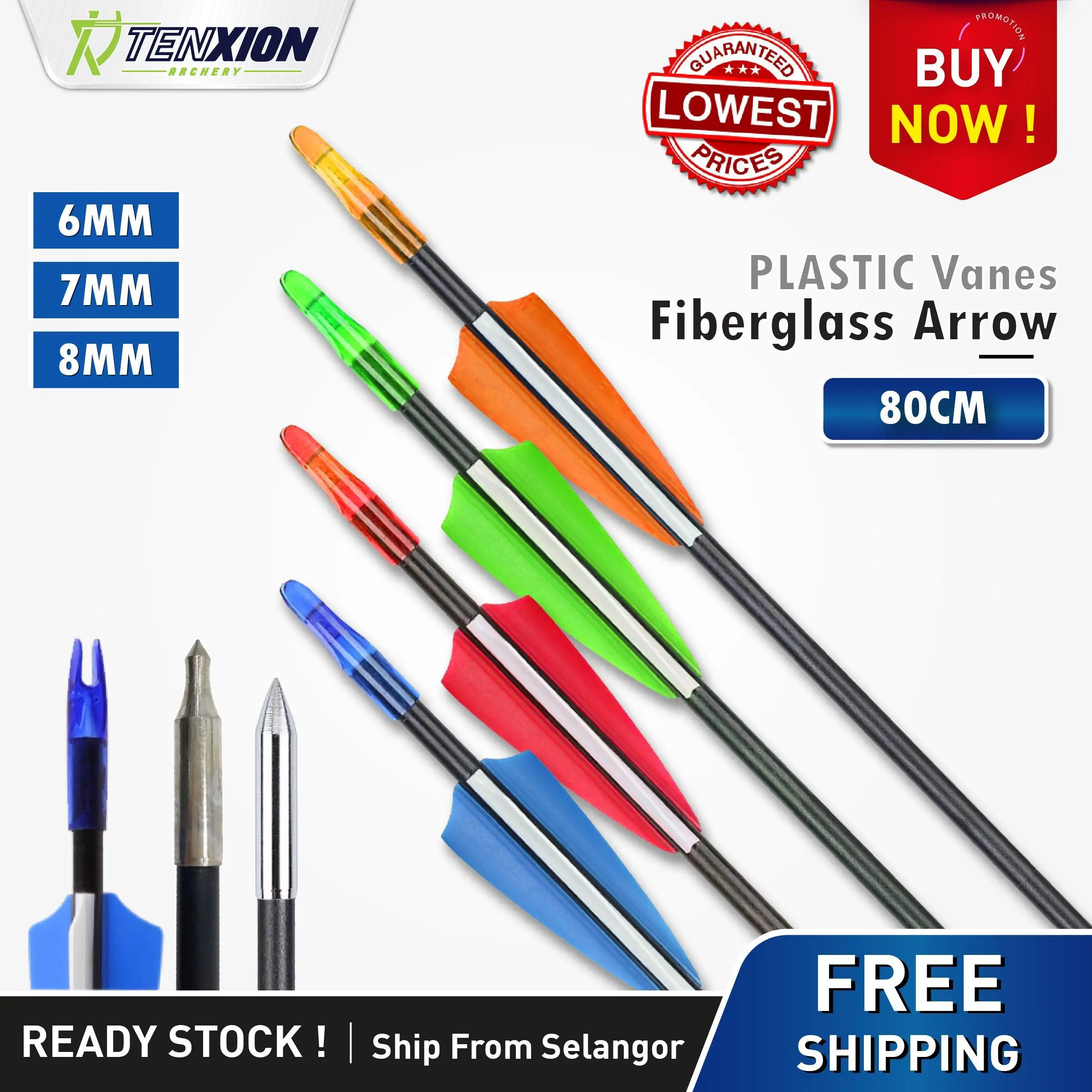 1 PCS 1 Batang TenXion Archery Fiberglass Arrow Compound Recurve Bow Arrows Compound Recurve Bow Anak Panah Memanah Busur