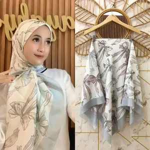 hijab coquette pita terbaru kerudung segiempat motif pita viral Muslim Voal Lembut
