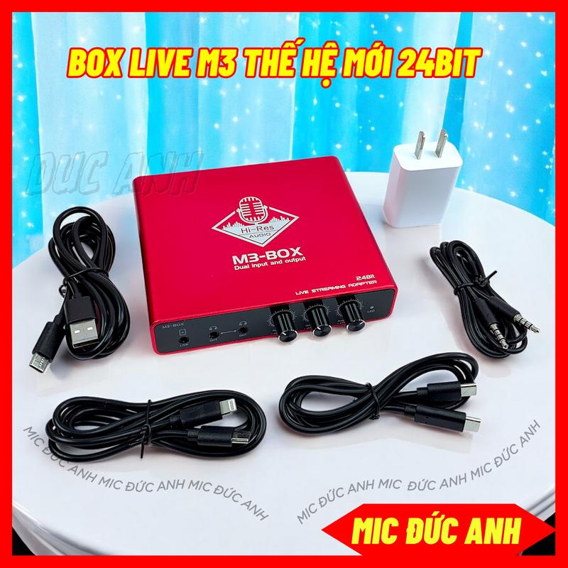 Box Live M3 Cao Cấp Màu Đỏ Nổi Bật Chịp Xử Lý Âm Thanh 24 Bit Dùng Cho IOS Và Androi Hỗ Trợ Vừa Sạc Vừa Live PK Đàm Thoại 2 Chiều