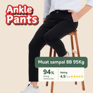 Evermen Slim Fit Ankle Pants Pria Formal Celana Bahan Adem & Jatuh Anti Kusut Cocok untuk Kerja dan Acara Formal Hitam Kain Katun Lembut Melar