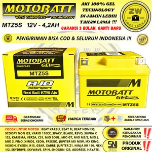 AKI MOTOR JUPITER MX NEW, MX KING, NINJA 150RR, VIXION NVL MTZ5S MOTOBATT GEL