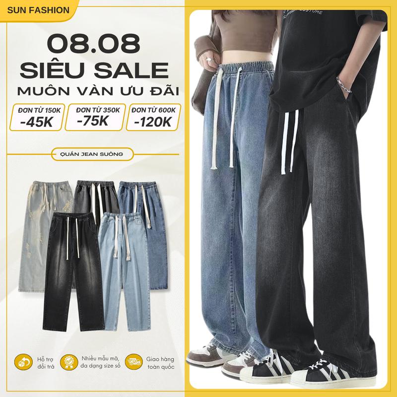 Quần jean nam nữ ống rộng bigsize SUN 09 vải jean mềm thoải mái, phong cách hàn quốc unisex Menswear