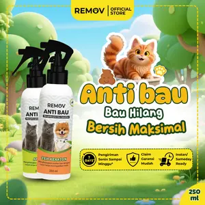 REMOV Anti Bau Spray Penghilang Bau Kotoran Untuk Kucing Dan Anjing Pengharum Pasir Kucing Penghilang Bau Pesing Kandang Anti Bakteri Tanpa Noda Bahan Alami 250 ML