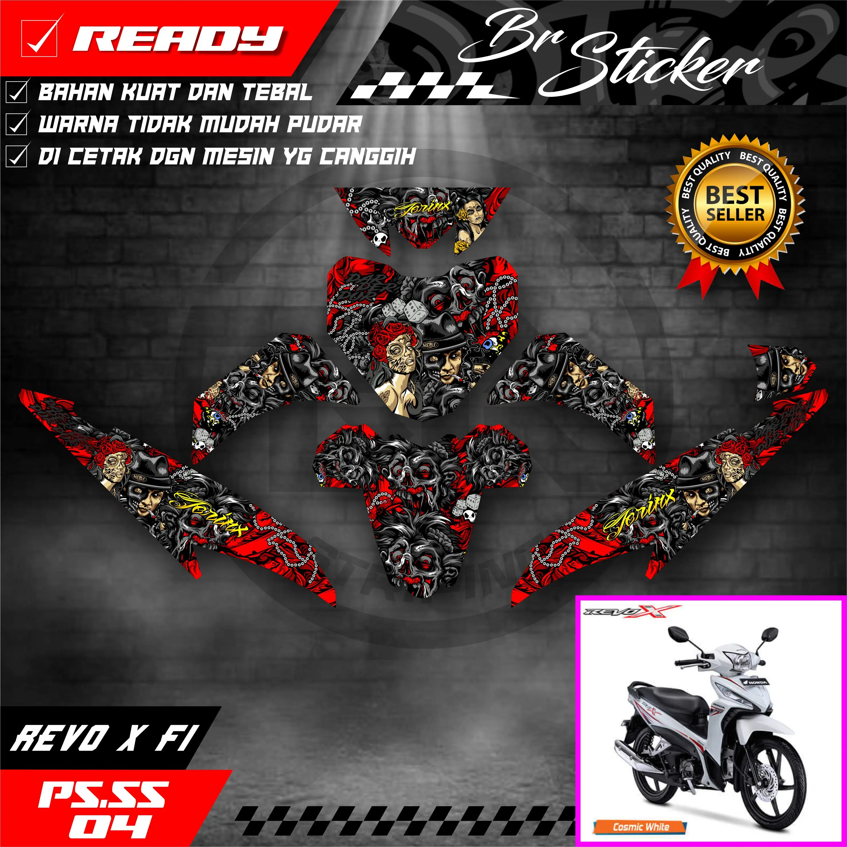 Decal Stiker FULL BODY REVO X FI SUPER GLOSY PREMIUM. BRS.04 untuk Motor - Motorcycle