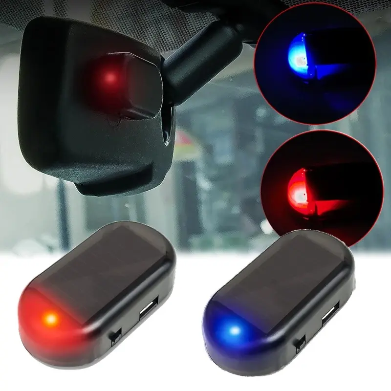 1Pcs Solar LED Car Fake Security Light Simulated Dummy Alarm Wireless Warning Anti-Theft Caution Lamp