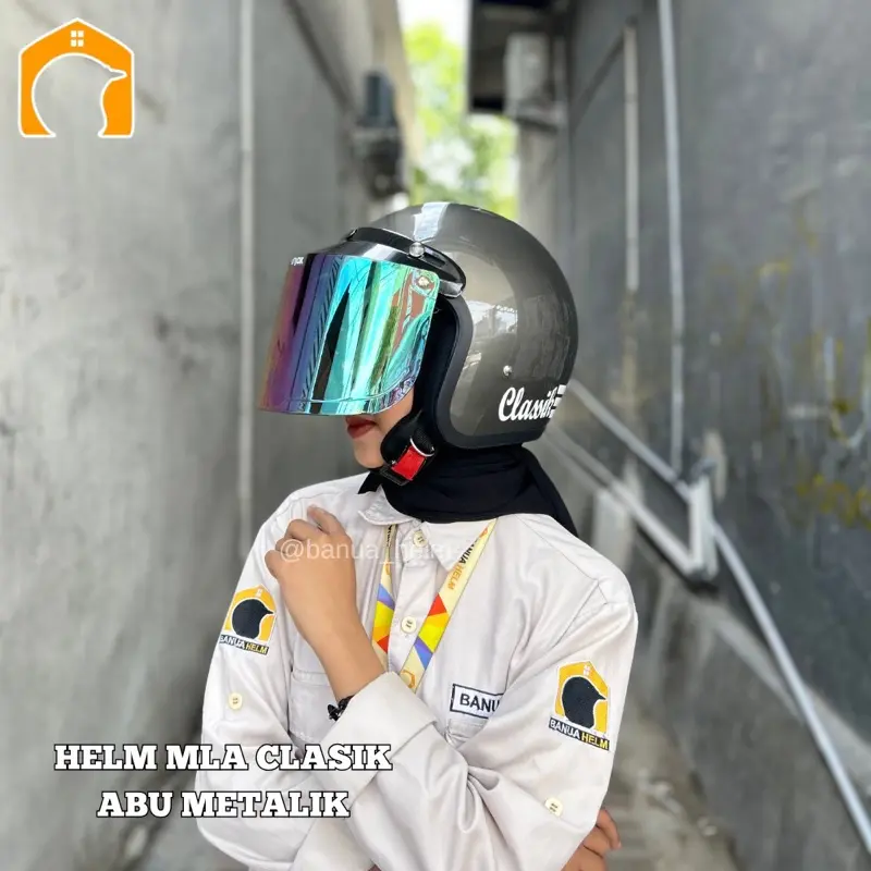 HELM BOGO CLASIK MLA MURAH SNI DEWASA classic Motorcycle wanita Helm Kaca Aksesoris 5