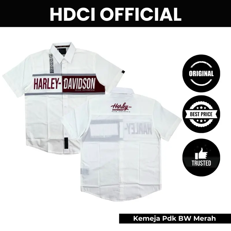 Kemeja Pendek BW Merah HD Club Indonesia Official Merchandise 0
