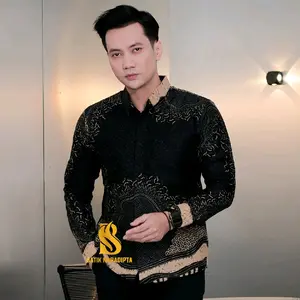 NIRMANA BATIK Cowok NARADIPTA Casual Baju lengan panjang katun premium full furing nyaman adem lembut slimfit batik kerja kondangan Pria Motif Printing