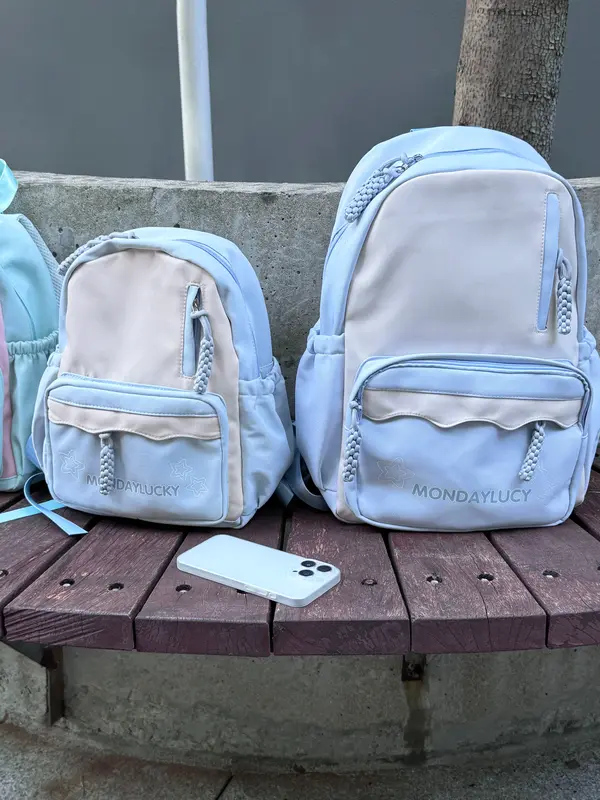 【Ready】Tas sekolah kecil Macaron, segar dan serbaguna, ransel kecil warna kontras, ransel tamasya sekolah Backpack Wanita 7