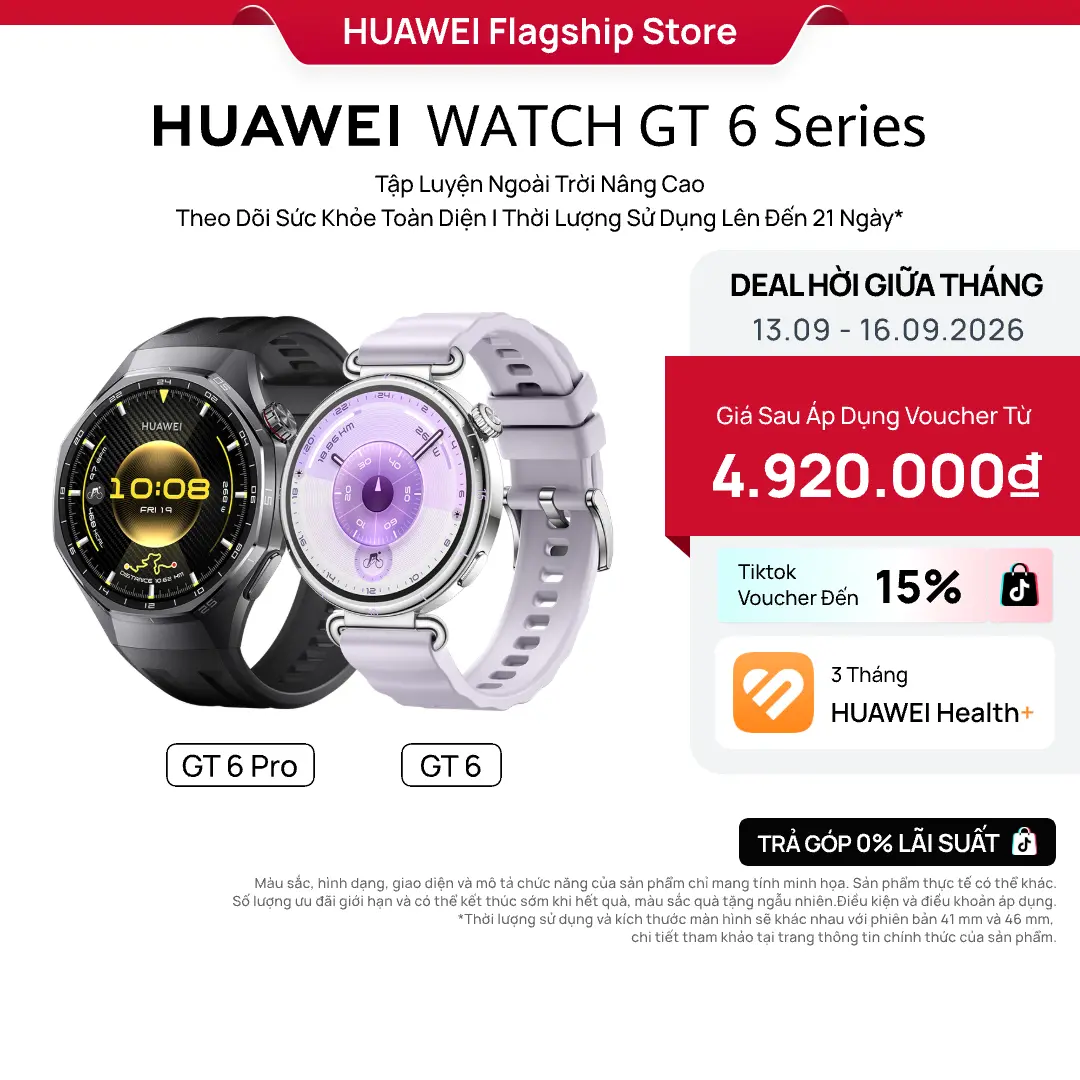 Đồng Hồ Thông Minh | HUAWEI WATCH GT6 Series | Tập Luyện Nâng Cao | Theo Dõi Sức Khỏe Toàn Diện | Pin Đến 21 Ngày
