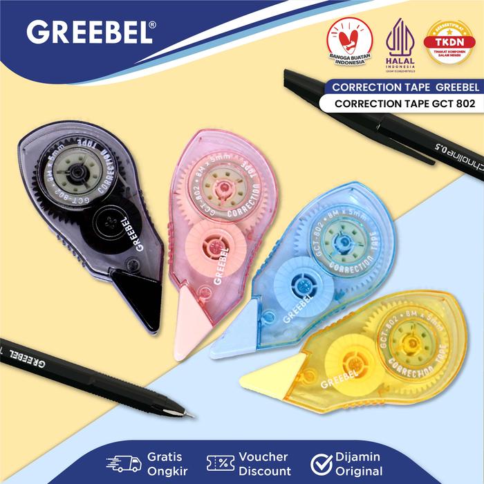 Gambar GREEBEL Correction Tape GCT-802 Pastel Lucu / Tip Ex Kertas Roll Pita Koreksi Pulpen dari GREEBEL Kota Administrasi Jakarta Barat Tokopedia