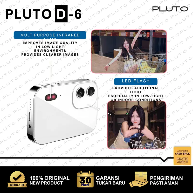 PLUTO D-6 Kamera Digital 64MP dengan Layar Sentuh 5-in-1 untuk Foto Video Musik Nonton Film Main Game 1