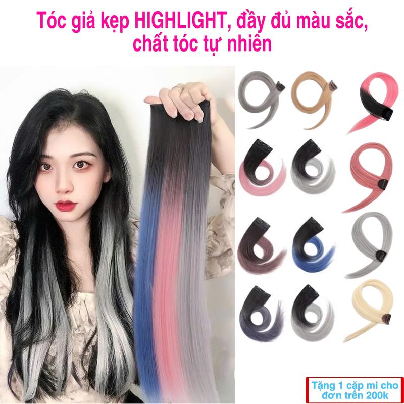 Tóc giả kẹp highlight loại đơn và loại siêu dày với đầy đủ màu sắc, chất tóc tự nhiên