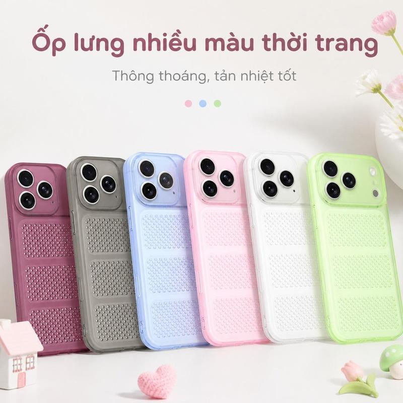 Vỏ điện thoại Dành cho iPhone 17 16 15 14 13 12 11 8 7 X XR XS XSMAX PLUS mini air -Ốp lưng điện thoại tản nhiệt thoáng khí dạng lưới tổ ong, làm mát khi chơi game và sạc pin, thiết kế hơn 400 lỗ tản nhiệt, chống rơi vỡ.