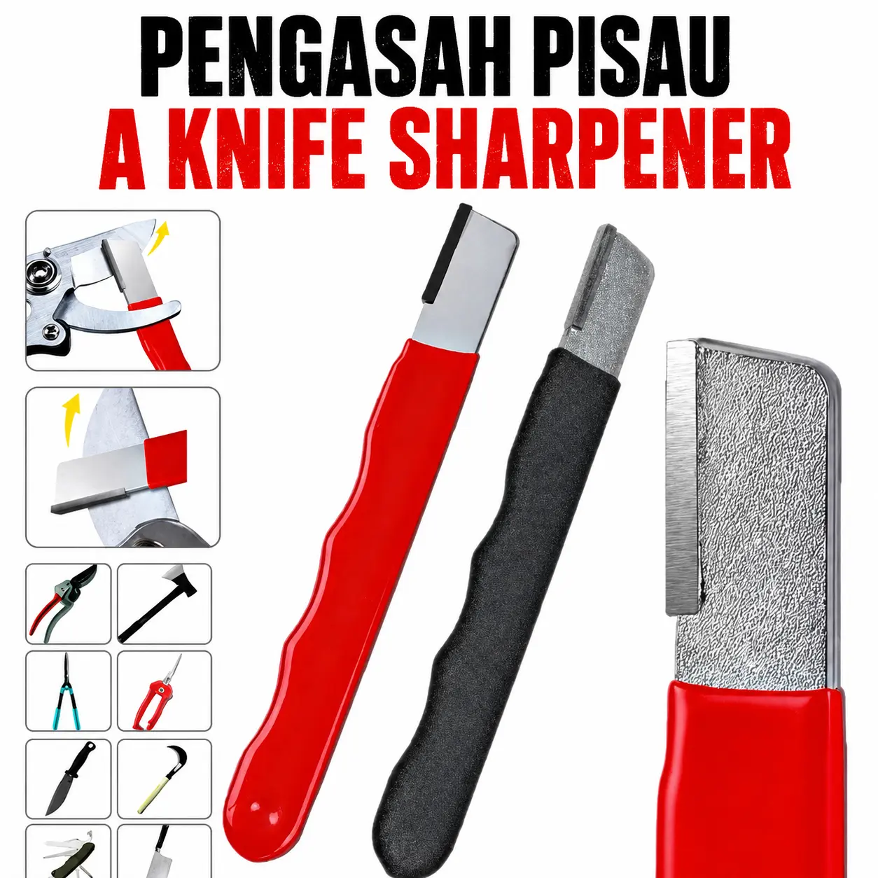 (BISA COD) PROMO Asahan Pisau Portable Multifungsi / Knife Sharpener / Alat Pengasah Pisau Penajam Rautan Gunting Kampak Kikir Gergaji Mini Alat Asah