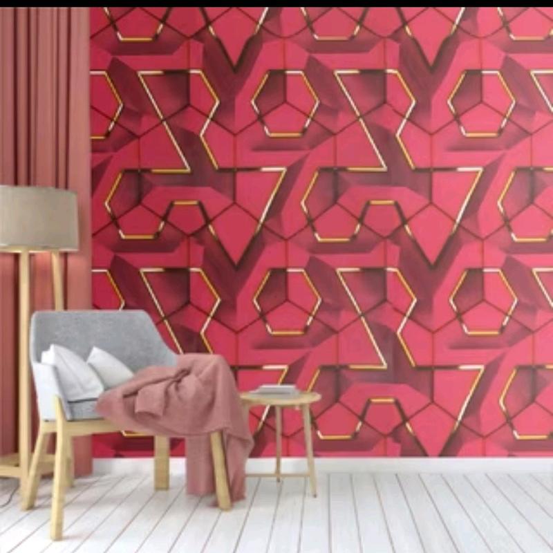 Promo Harga Peket 5 Roll Wallpaper Sticker Dinding Geometris 3D Kristal Dekorasi Dinding Ruang Karaoke Kafe Ruang Live Studio Kertas Pvc 4