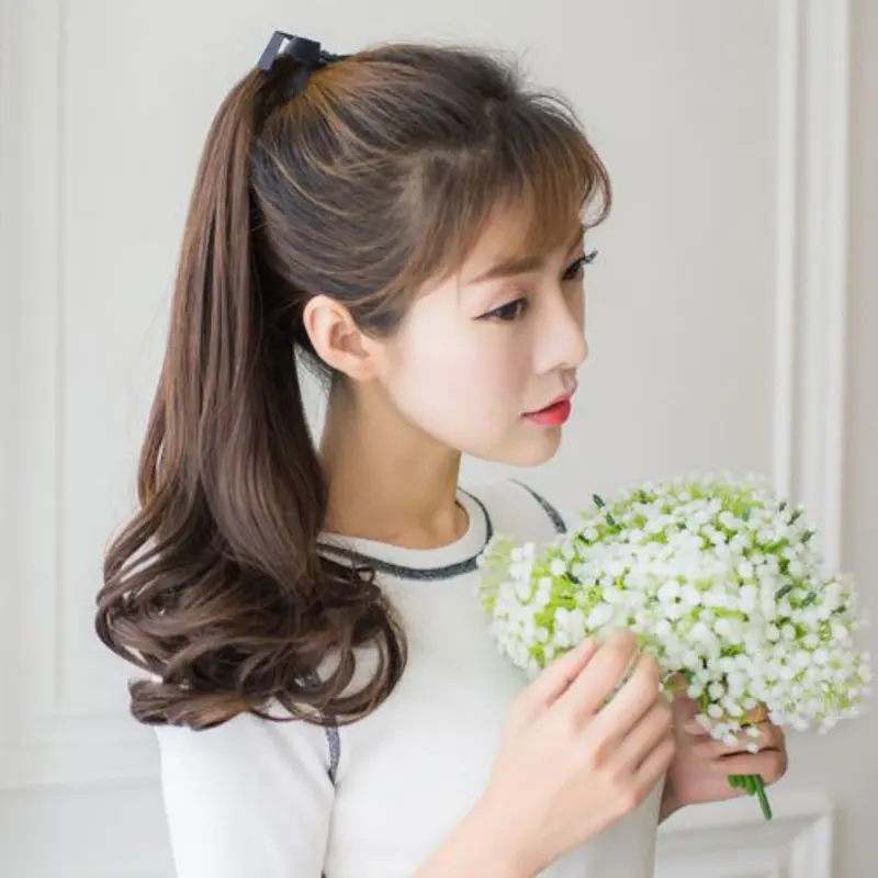 Tóc Đuôi Ngựa Sợi Chịu Nhiệt Vô Hình Cho Nữ, Tóc Giả Dự Tiệc Màu Nâu Và Đen Cho Bé Gái, Ruy Băng Dây Rút, Kẹp Tóc, Nối Tóc, Tóc Đuôi Ngựa Dài Gợn Sóng, Tóc Đuôi Ngựa Xoăn Tổng Hợp 4