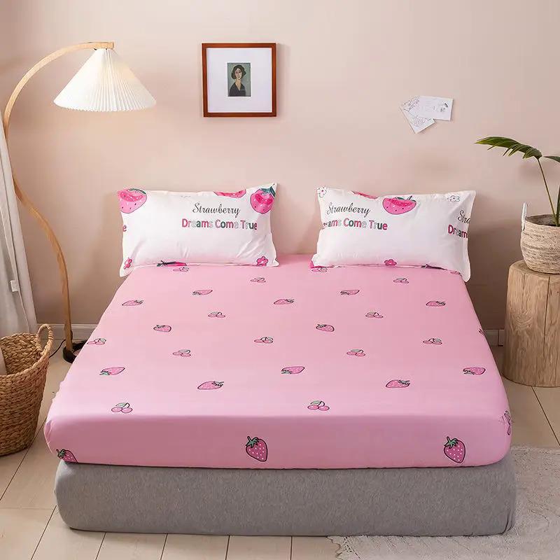Product Introduction of Brushed Fitted Sheet Elastic Band Home Strap Bedding High-End Luxury Mattress Cover Bedsheet No Pillowcase Simple Multi Size Bed 29