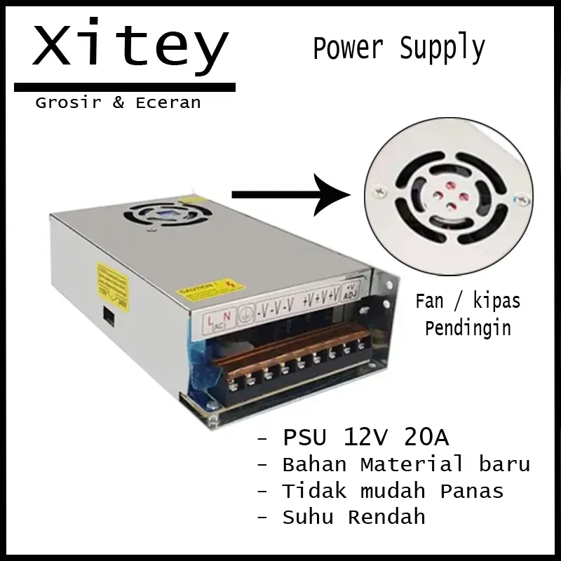 PROMO TRAVO POWER SUPPLY 12V 20a ADAPTOR 20AMPER MURNI Fan 0