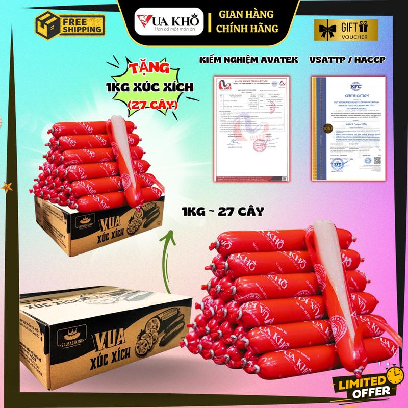   Mua 1 tặng 1  - MUA 1KG xúc xích ăn liền Vua Khô  SIZE 35gr cây = 27 cây kg  TẶNG 1KG xúc xích  - Đồ ăn vặt snack Food ăn liền Thức Ăn ăn liền xúc xích tiệt trùng   đồ ăn nhẹ khô 