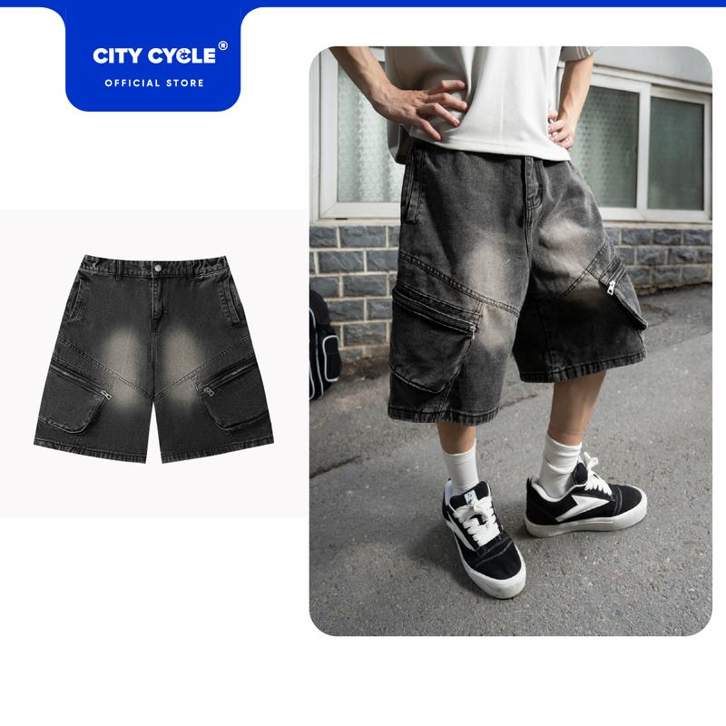 Quần short jeans ống rộng quần bò nam nữ Local Brand Chính Hãng City Cycle Quần short jeans Style Boost
