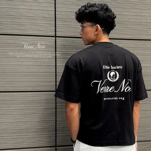 MENDIFF - Verre Noir "Elite Society" Boxy Fit Tshirt Black