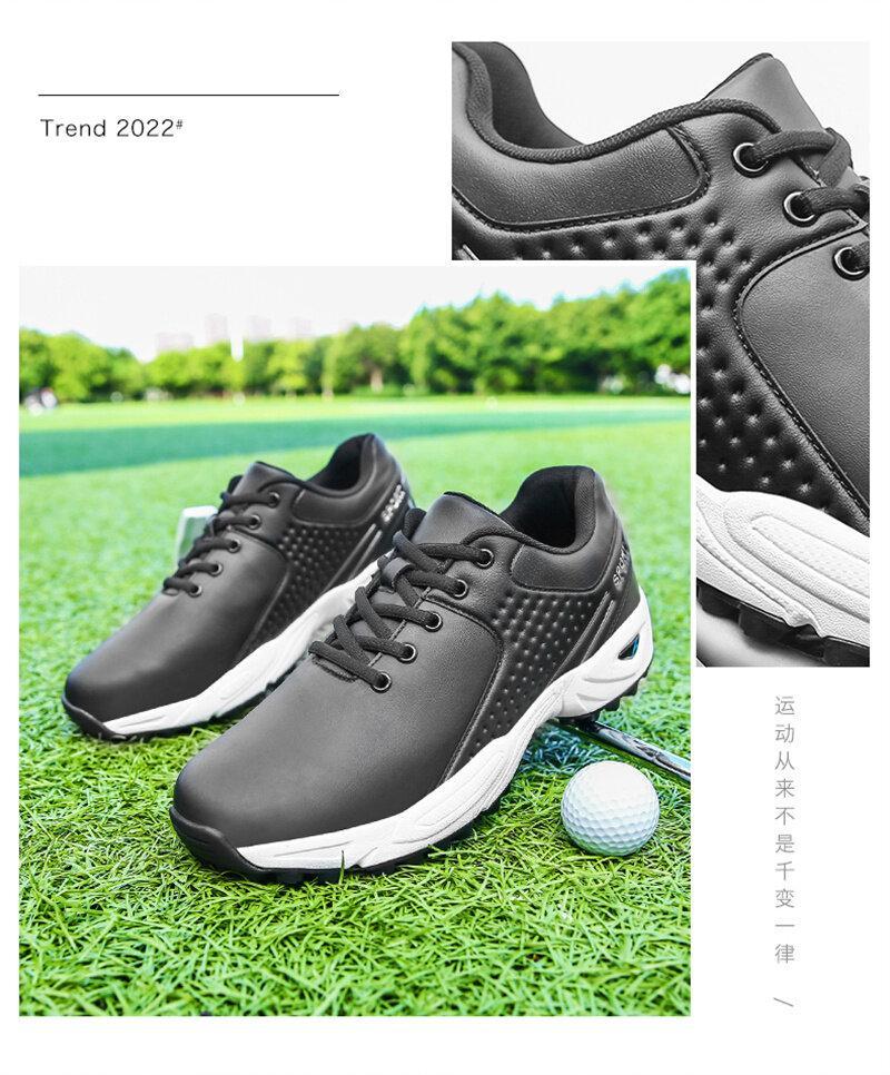 Product Introduction of New High Quality Men Professional Golf Shoes Waterproof Spikes Golf Sneakers Black White Golf Trainers Big Size 40-47 23