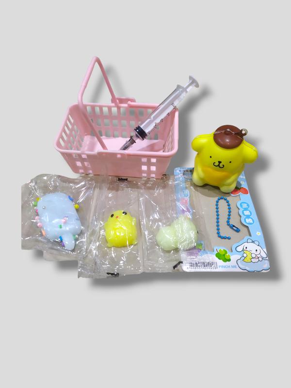Mainan Squishy Karakter Sanrio mini dan jelly suntik satu set cute Viral splat toys 3