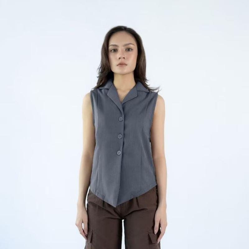 Atasan Rompi Vest Wanita Basic Sleeveless Top | ELORAÉ - Gabby Vest 2