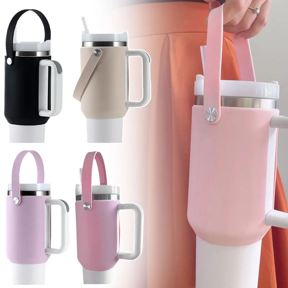 Silicone Cup Holder Portable Coffee Cup Holder For Stanley Sports Water Bottle Hanging Strap Drinks Bottles Holder Cup Stand