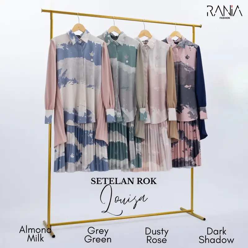 Setelan Rok Plisket Motif Louisa By Rania Fashion 6