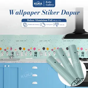 Kuka Gallery - Stiker Dapur Anti Minyak Tahan Panas dan Anti Air 60Cmx5m Alumunium Foil Melindungi Dari Suhu Tinggi Minyak Dan Air