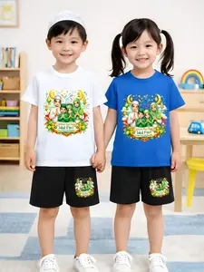 baju setelan harian anak idulfitri mohon maaf lahir dan batin lengan pendek laki-laki dan perempuan