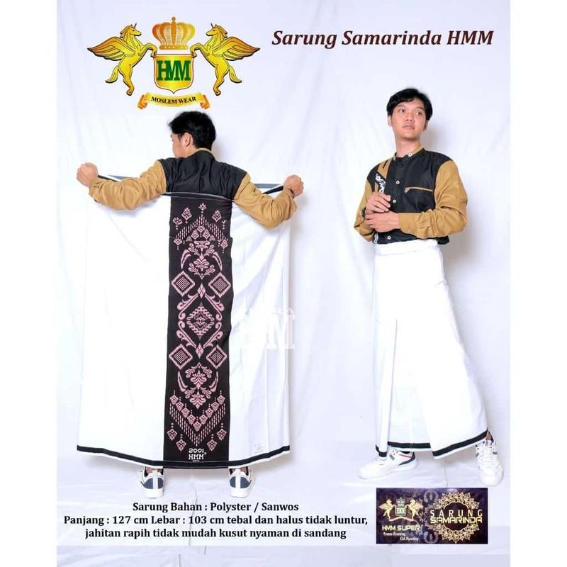 SARUNG HMM POLOS PUTIH MOTIF PINTU ACEH SARUNG SANTRI DEWASA  BISA COD nyaman muslim  corak Hitam Katun Pria 3