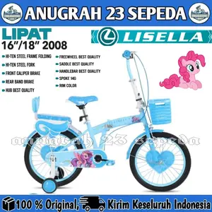 Sepeda Lipat Anak  PMB SANRIO MN - 312 KUROMI // Tremor V01 // Lisella 2008 Ukuran 16 & 18 Inch Keranjang Folding Bike