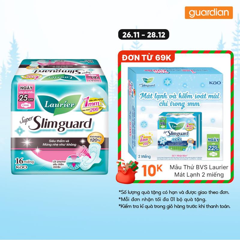 Băng Vệ Sinh Siêu Mỏng Bảo Vệ 25Cm Laurier Super Slimguard 16 Miếng