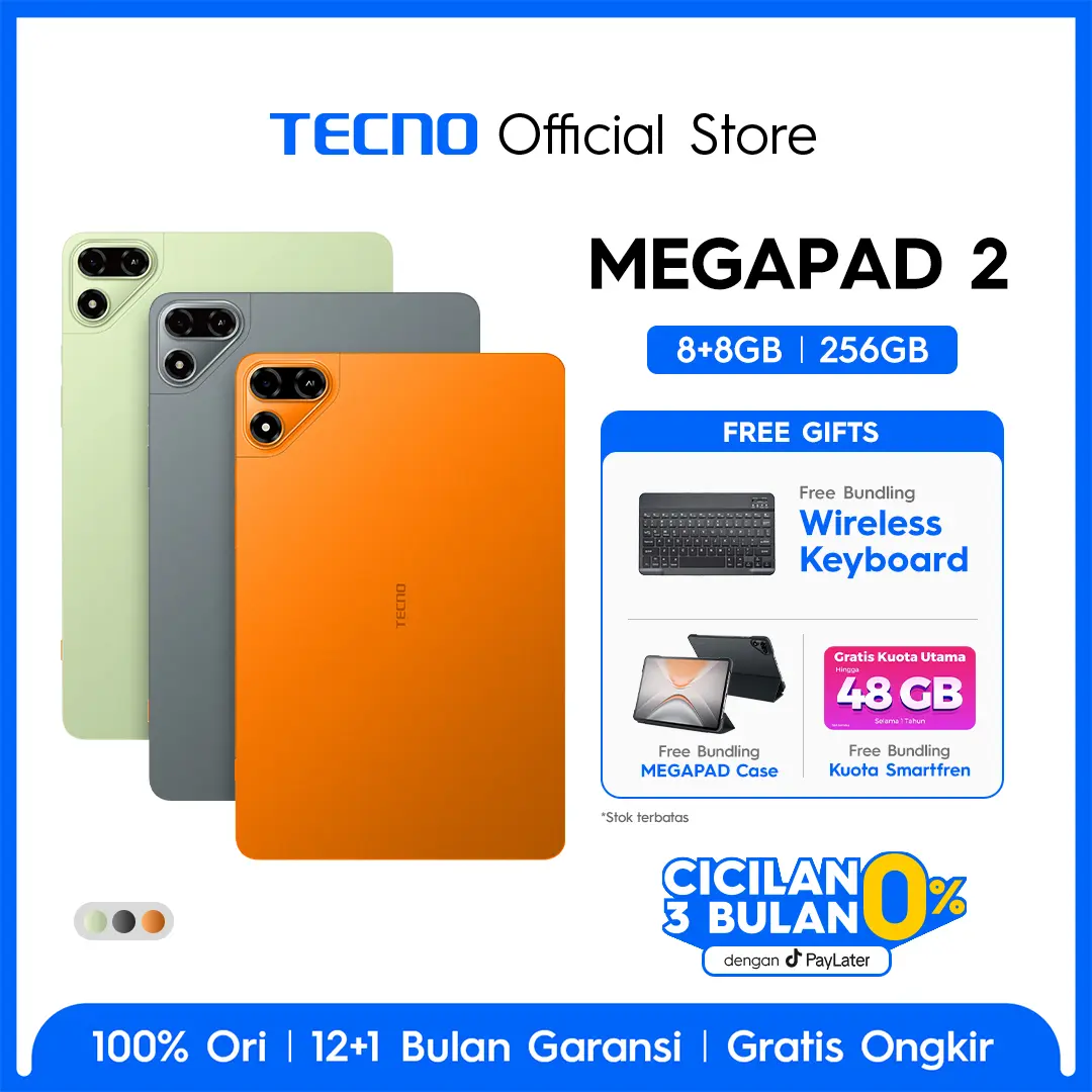 [NEW] TECNO MEGAPAD 2 8+8GB*256GB, High Res 11" 2.5K 90Hz Eye-Care Display, 8200mAh Long-Lasting Battery, Smarter TECNO AI, HiOS 16.3, Android 16 - Megapad2