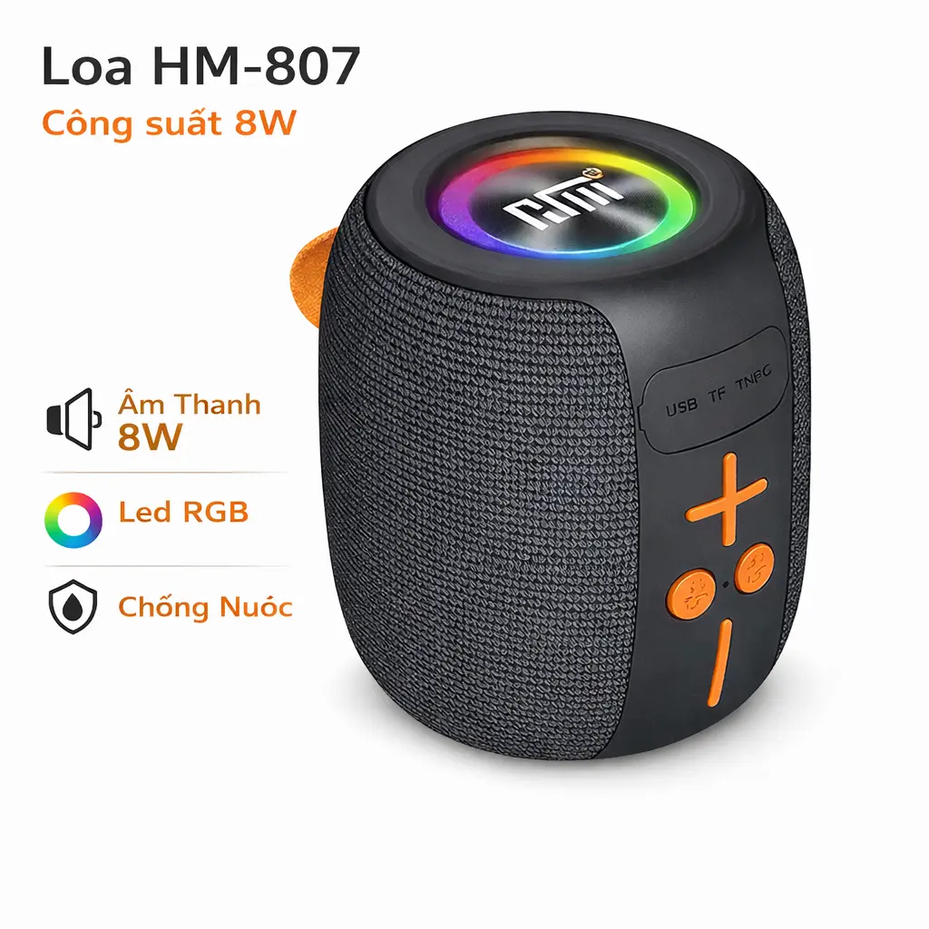 Loa bluetooth HM-807 Không Dây Công Suất Khủng Âm Hay Bass Căng Âm Thanh Siêu Trầm Chống nước