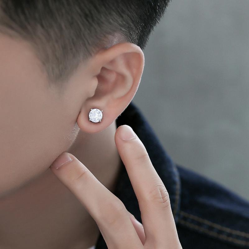 Product Introduction of Diamond earrings for men without pierced ears, super shiny single men's earrings, handsome magnetic zircon pierced earrings for boys 1
